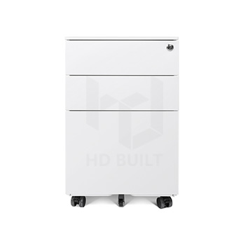 White 3 Drawers Mobile Pedestal Cabinet